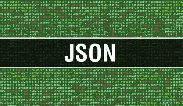 JSON texto escrito em código de programação abstrato tecnologia backgr — Fotografia de Stock