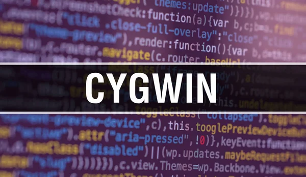 Cygwin with Abstract Technology Binary code Background.Digital b