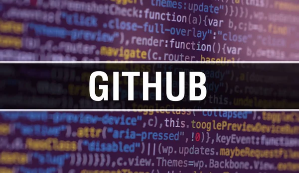 GITHUB with Abstract Technology Binary code Background.Digital b