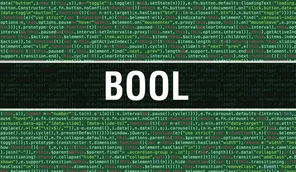 Bool text written on Programming code abstract technology backgr