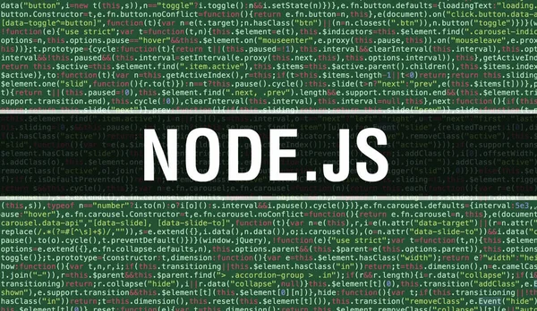 Teks NODE.JS yang ditulis pada Bac teknologi abstrak kode pemrograman — Stok Foto