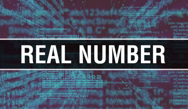 Real number with Digital java code text. Real number and Compute