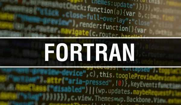 FORTRAN with Abstract Technology Binary code Background.Digital