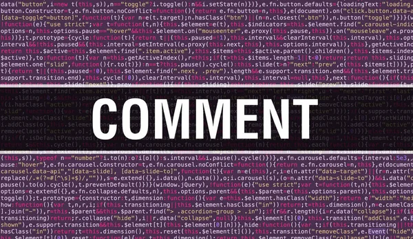 Comment text written on Programming code abstract technology bac
