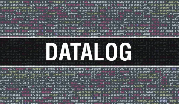Texto de Datalog escrito no código de programação BAC da tecnologia abstrata — Fotografia de Stock