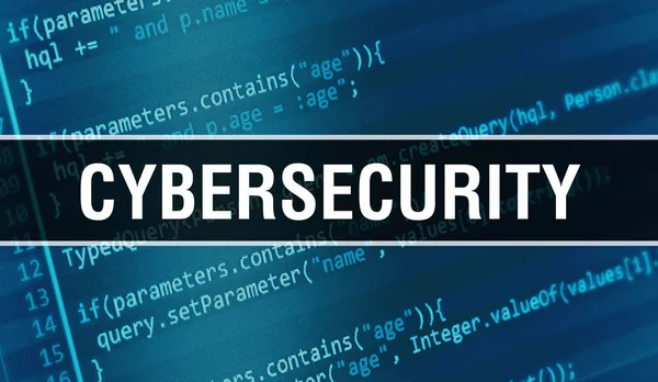CYBERSECURITY text written on Programming code abstract technolo — Stock Photo, Image