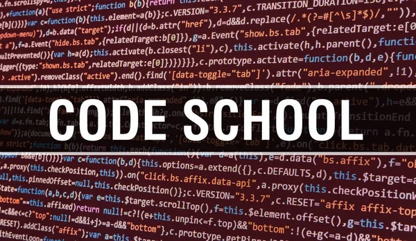 Conceito de escola de código com partes aleatórias do código do programa. Código scho — Fotografia de Stock