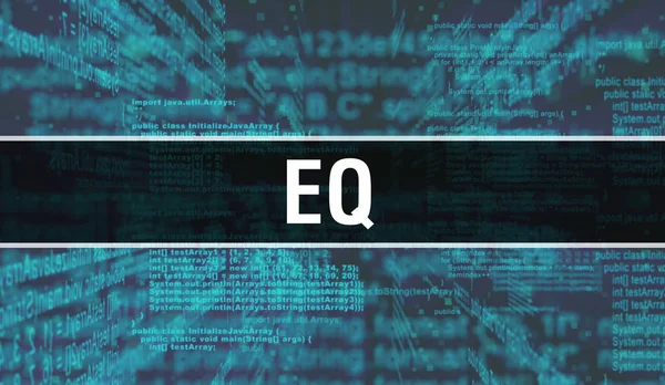 Eq with Digital java code text. Eq and Computer software coding — Stock Photo, Image