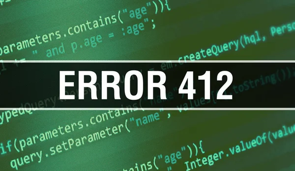 Errore 412 illustrazione del concetto utilizzando il codice per lo sviluppo del programma — Foto Stock
