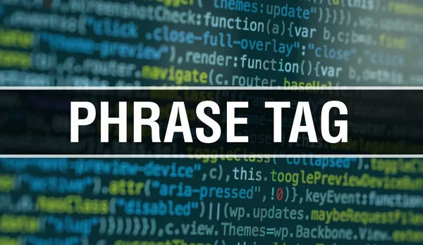 Phrase tag with Abstract Technology Binary code Background.Digit