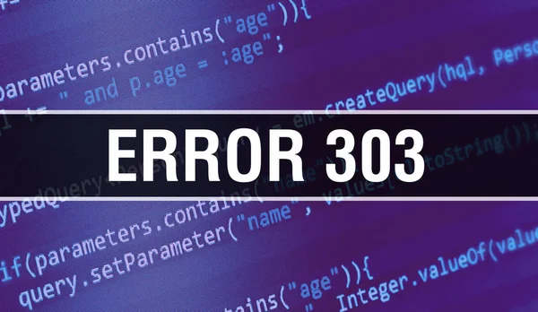 Ilustração do conceito do erro 303 usando o código para desenvolver o programa — Fotografia de Stock