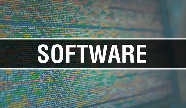 Software met binaire code digitale technologie achtergrond. Kleur — Stockfoto