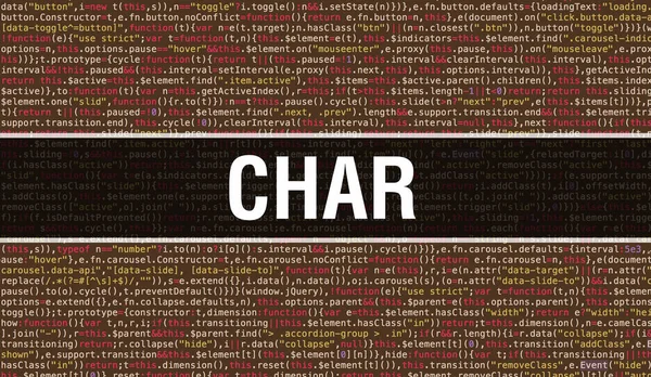 Char text written on Programming code abstract technology backgr