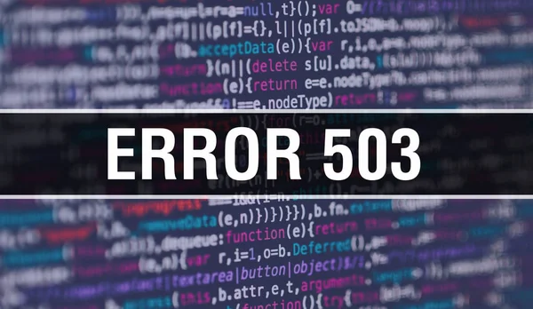 Error 503 concept met willekeurige delen van programma code. Fout 503 w — Stockfoto