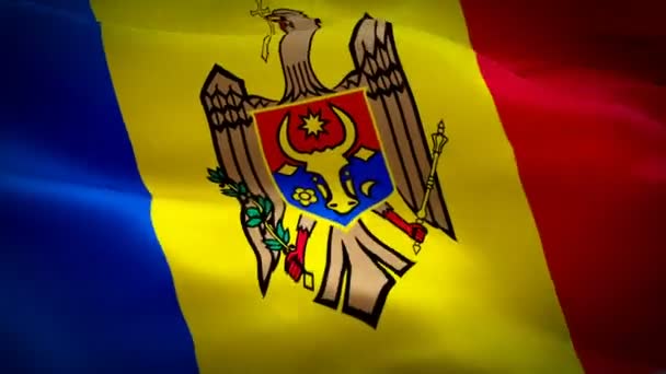 Moldovan Flag Closeup 1080P Full 1920X1080 Footage Video Waving Wind — ストック動画