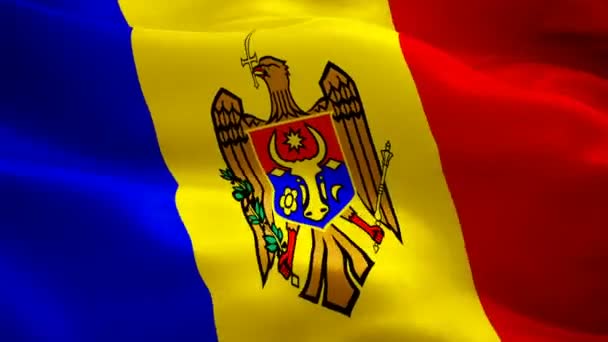 Moldova Flag Wave Loop Ondeando Con Viento Fondo Realista Bandera — Vídeos de Stock