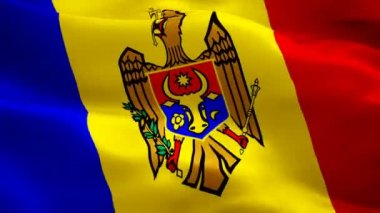 Moldova bayrağı sallıyor. Ulusal 3d Moldova bayrağı dalgalanıyor. Moldova 'nın kusursuz döngü animasyonunun işareti. Moldova bayrağı Hd çözünürlüğü arka planı. Moldova bayrağı sunum için 1080p Tam Hd video
