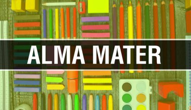 Okulun duvar kağıdıyla aynı metni. alma mater and Sc