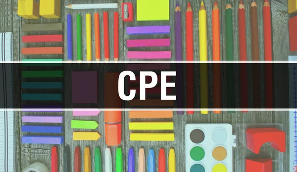 Texte CPE avec fond d'écran Retour à l'école. CPE et éducation scolaire — Photo