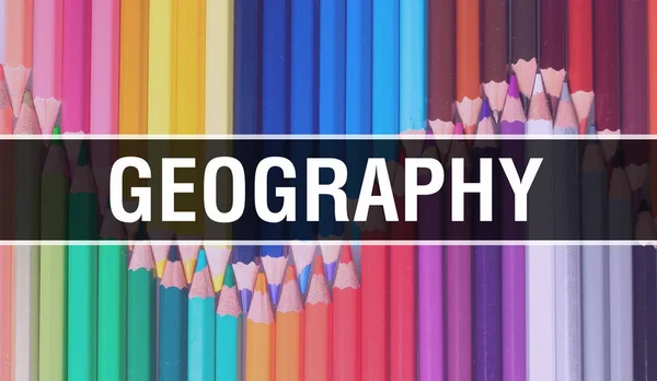 Ilustração do conceito de geografia no banner Back to School com Edu — Fotografia de Stock