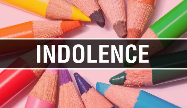 Indolence concept banner με υφή από πολύχρωμα στοιχεία του edu — Φωτογραφία Αρχείου
