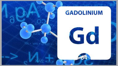 Gadolinium Gd, kimyasal element işareti. w üzerinde 3d görüntüleme izole edildi