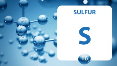 Sülfür S, kimyasal element işareti. 3D görüntüleme beyaz üzerine izole edildi 