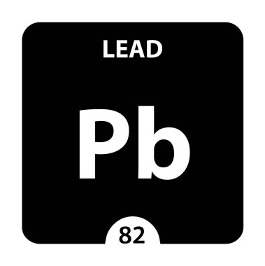 Kurşun sembol. Atom numarası ve atom ağırlığıyla işaretle. Pb 