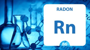 Radon Rn, kimyasal element işareti. 3D görüntüleme beyaz üzerine izole edildi 