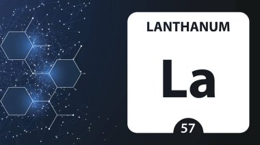 Lanthanum La, kimyasal element işareti. 3d görüntüleme ne üzerine izole edildi