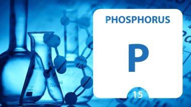 Phosphorus P, chemical element sign. 3D rendering isolated on wh clipart
