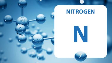 Nitrojen N, kimyasal element işareti. Whit üzerinde 3D görüntüleme