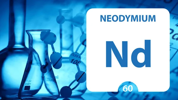 Neodymium Nd, kimyasal element işareti. 3d görüntüleme ne üzerine izole edildi — Stok fotoğraf