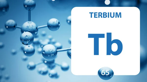 Terbium Tb, znak chemického prvku. 3D vykreslování izolované na whit — Stock fotografie