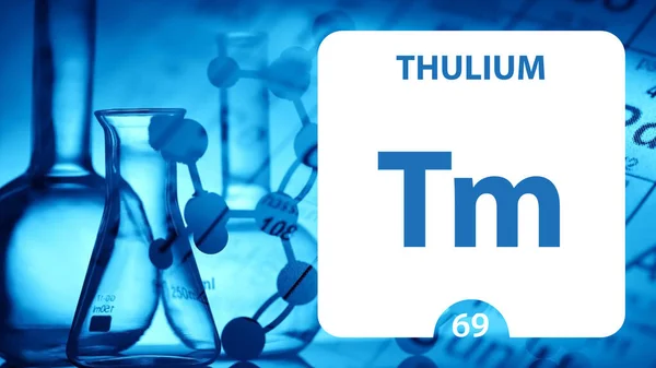 Thulium Tm, signo de elemento químico. Representación 3D aislada en whit —  Fotos de Stock