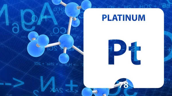 Platina Pt, kemisk elementskylt. 3D-rendering isolerad på vi — Stockfoto