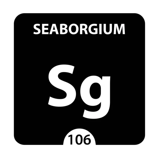 Seaborgium szimbólum. Aláírás Seaborgium atomszámmal és atomi — Stock Fotó