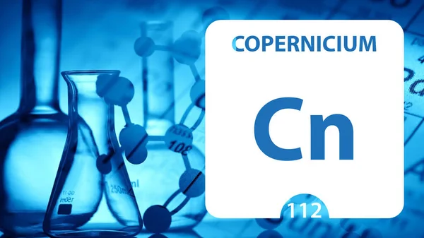 Copérnico Cn, signo de elemento químico. Representación 3D aislada en —  Fotos de Stock