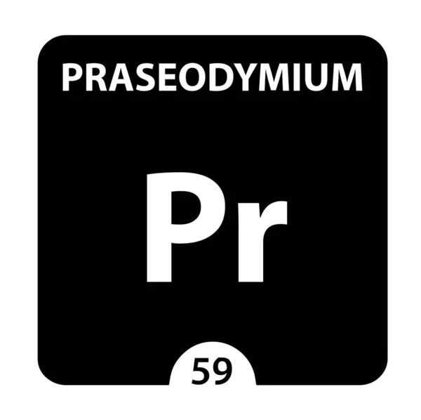 Symbole de praséodyme. Signe Praseodymium avec le numéro atomique et à — Photo