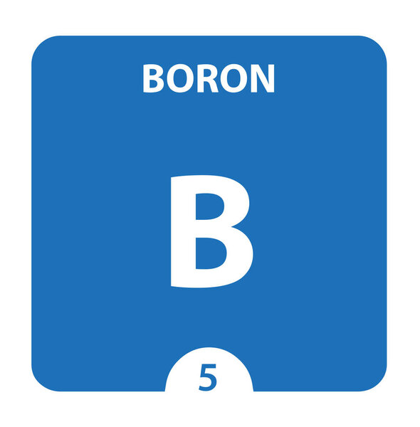 Boron symbol. Sign Boron with atomic number and atomic weight. B