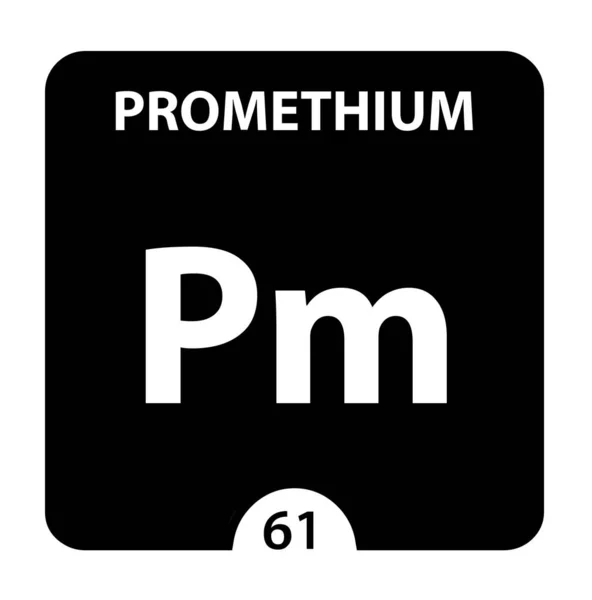 Prométium szimbólum. Prométium aláírása atomszámmal és atomszámmal — Stock Fotó