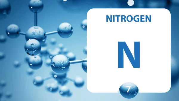 Nitrogênio N, elemento químico sinal. Renderização 3D isolada no whit — Fotografia de Stock
