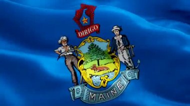 Rüzgarda sallanan Maine video bayrağı. Gerçekçi Amerikan Bayrağı geçmişi. American Maine Flag Looping 1080p Full Hd 1920x1080 görüntüleri. Maine Usa Birleşik Devletler bayrakları / Diğer Hd bayrakları