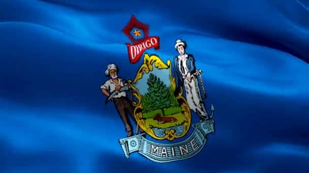 Maine Zászlós Videó Integet Szélben Realisztikus State Flag Háttér Portland — Stock videók