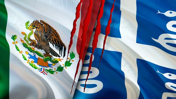 Banderas México Martinica Con Concepto Cicatriz Bandera Ondeante Representación México —  Fotos de Stock