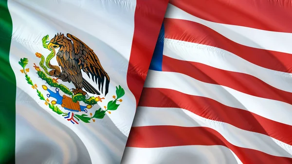 Mexico Liberia Flags Waving Flag Design Mexico Liberia Flag Picture — Stock Photo, Image