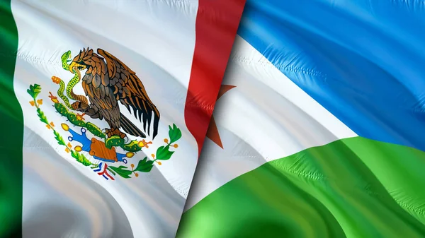 Banderas México Yibuti Diseño Banderas Waving México Djibouti Bandera Foto —  Fotos de Stock