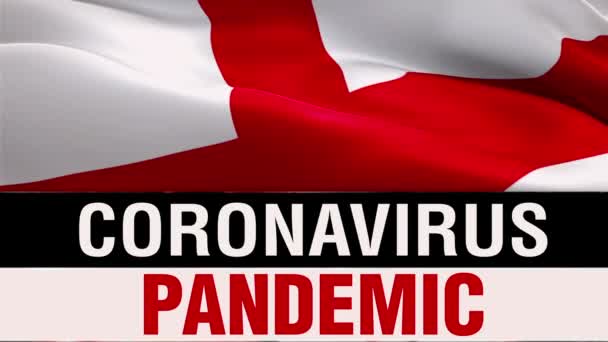 Coronavirus Texto Video Bandera Inglaterra Ondeando Viento Realista Inglaterra Reino — Vídeo de stock