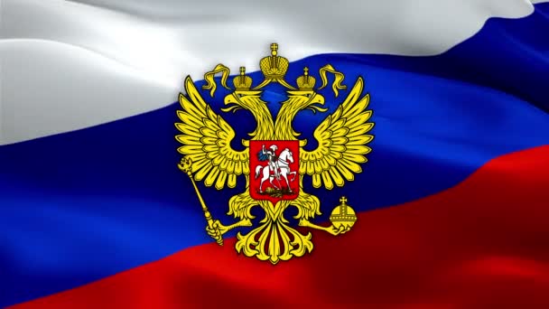 Russische Vlag Met Wapenschild Van Rusland Presidentieel Wapen Van Het — Stockvideo