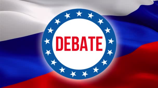 Debate Text Russian Flag Video Waving Wind Realistic Russian Flag — Stock Video